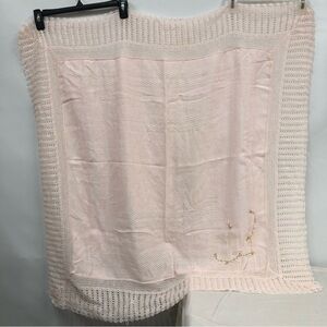 Baby blanket pink 36”x36” embroidered vintage